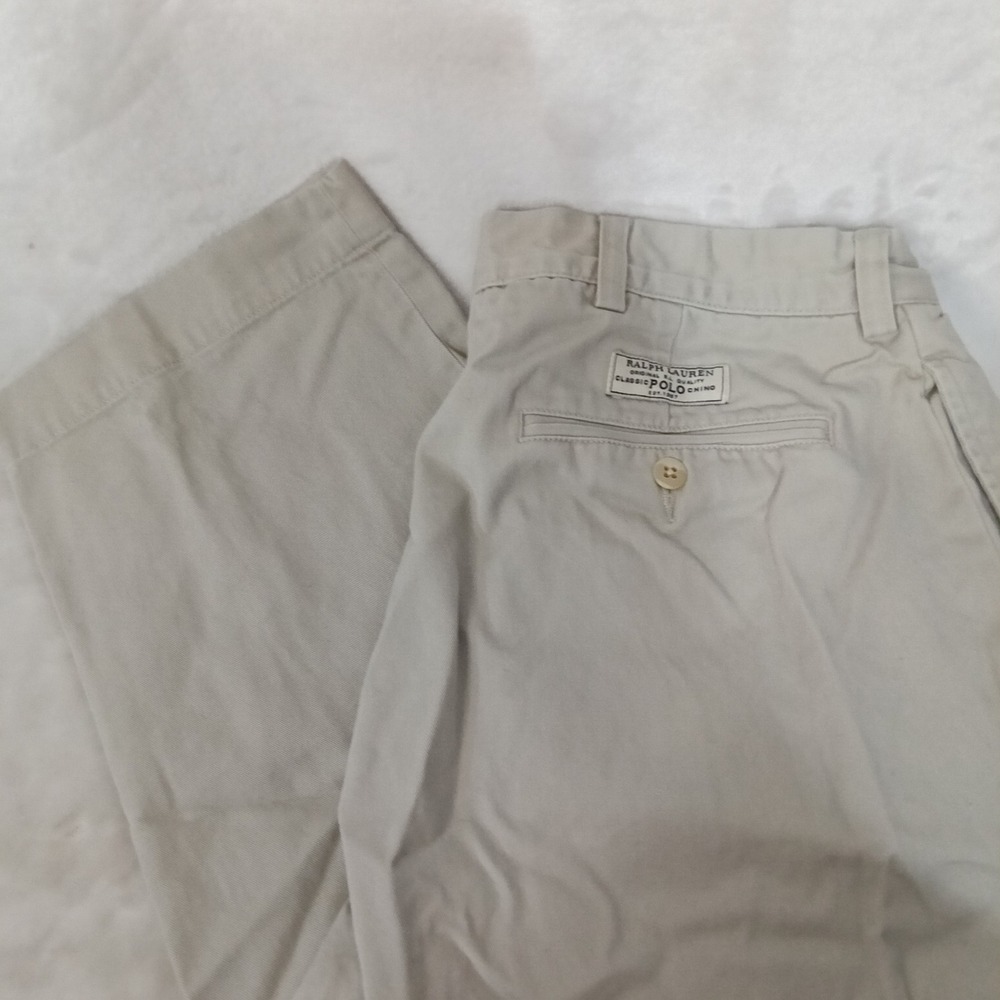 Vtg Polo Ralph Lauren Andrew Pant Mens 34x30 Tan Pleated Classic Chino Trousers
